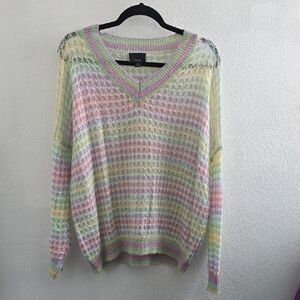 Lumiere Pastel Striped V-Neck Sweater